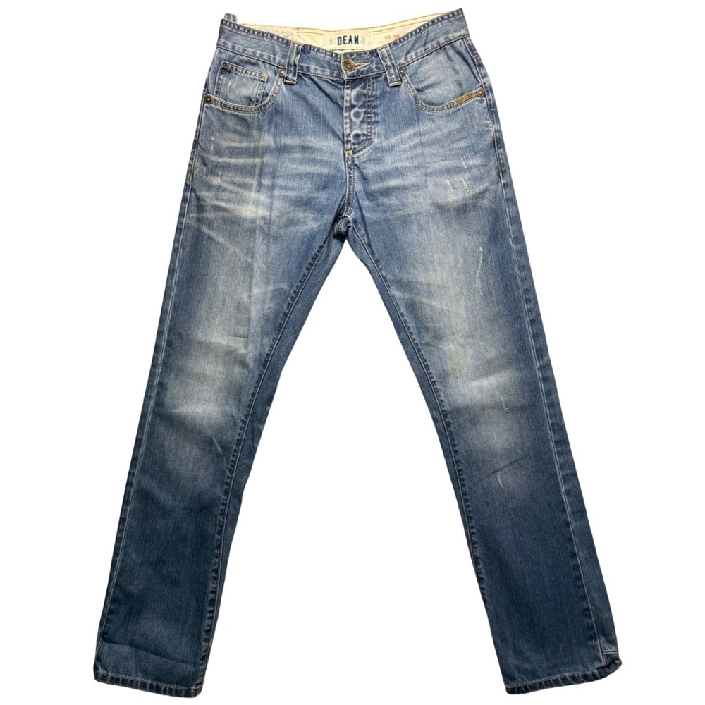 Superdry Dean Jeans Men's 30x32 Slim Fit Denim Medium Wash Whiskering Faded - Picture 2 of 15